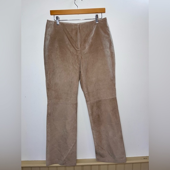 Apostrophe NWT Women’s Stylish Western Genuine Tan Suede Leather Pants Sz 10P - Picture 1 of 9